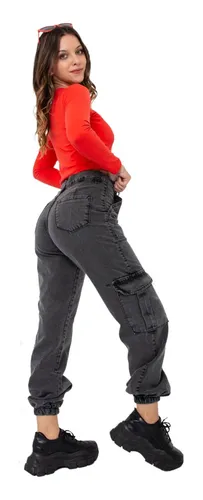 Pantalon Jogger Jean Cargo Ancho Wide Leg Mom Recto Mujer