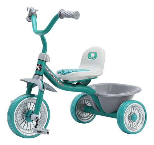 Triciclo Infantil A Pedales Con Cesta Almacenamiento, Verde