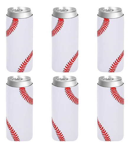 6 Funda Divertida Para Lata Beisbol 12 Onza Neopreno Bebida