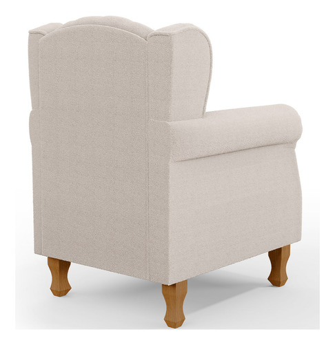 Kit 02 Poltronas Decorativa Sala Estar Yara Bouclê Creme