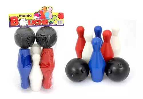 Jogo de Boliche Brinquedo Infantil 6 Pinos 2 Bolas 22cm 8Pçs - Esportes