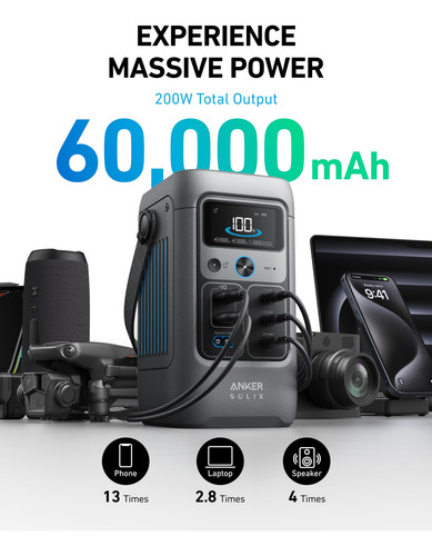 Banco De Energía Portátil Anker Solix C200 60.000 Mah 192 Wh