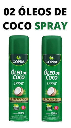 Óleo De Coco Extra Virgem Spray 100ml Copra Kit Com 2 Unid