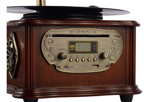 Tocadiscos Vintage Tipo Fonografo Meageal Bluetooth Y Fm