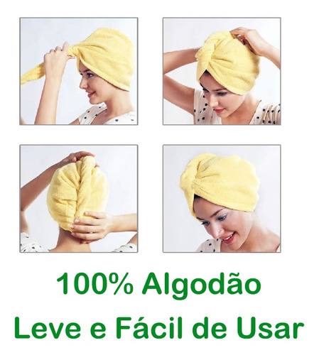 4 Toalhas Para Cabelo 100% Algodão (4 Cores) - Kamari