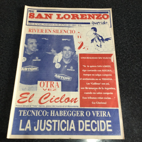 Revista Mi San Lorenzo Querido N° 85 Exc Est Año 1992