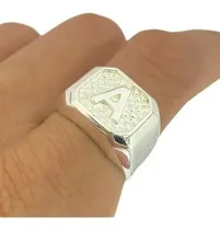 Comprar Anel Masculino De Prata 925 Anel De Letra A Banhado A Prata