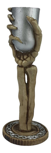 Castiçal Mão Esqueleto - 20 Cm X 8 Cm (velas 3 Cm)