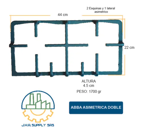 Parrilla Doble Asimetrica Abba Hierro Fundido Curvo Original