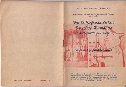 1959 Exilio Paraguay Asilo Politico Urbieta Valdovinos Raro