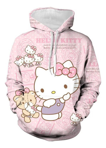 Sudadera Estampado De Estilo Casual Rosa De Hello Kitty Oso