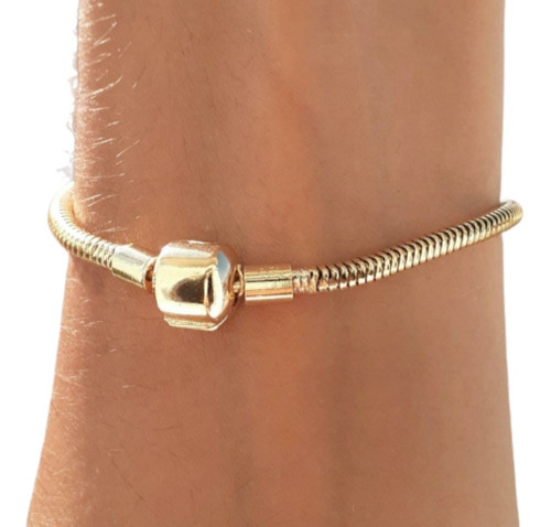 Imagem 3 de 3 de Pulseira De Berloque Pandora Dourada Banhado A Ouro 18k