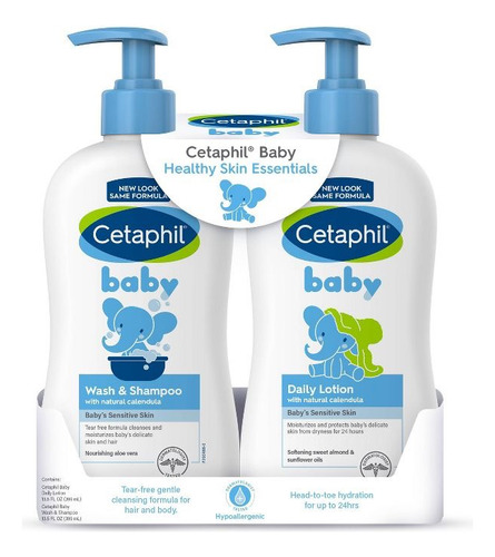Cetaphil Baby Healthy Skin Kit 2 Shampoo E Loção Corporal Aloe Vera E Óleo De Flores