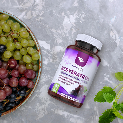 Suplemento Biodora Resveratrol 1600 Mg Con Té Verde 180 Cáps