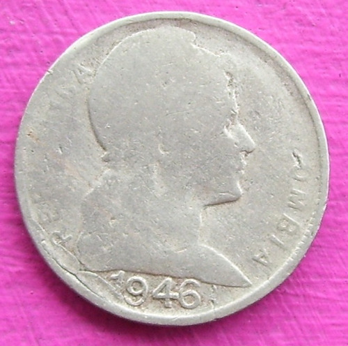 1946 Moneda  5 Centavos Rim Cud  Fecha Grande Error  