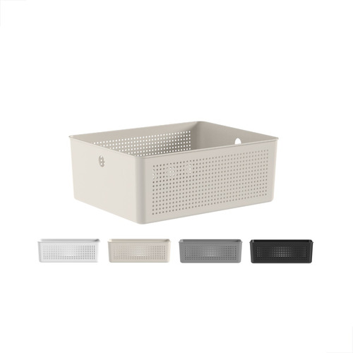 Cesto Flow Multiuso Organizador Para Lavanderia 34x27x13cm Cor Bege