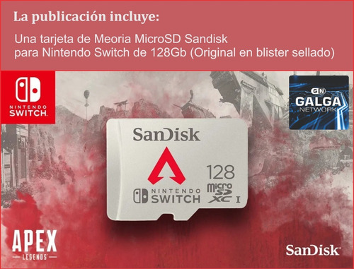 Cartão de memória Sandisk Micro SD Nintendo Switch Apex de 128 Gb