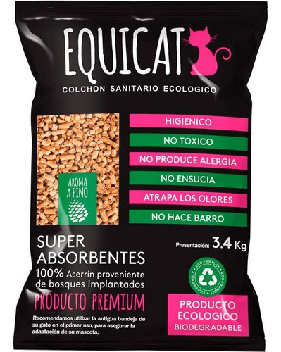 Arena Sanitaria Pellets Ecológico Equicat 3,4 Kg