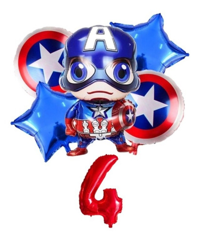 Globos Capitán América + Numero Metalizado
