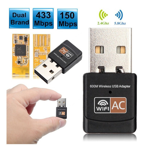 Imagen 6 de 8 de Adaptador Receptor Wifi Usb 600mbps Tarjeta Red Dual Banda