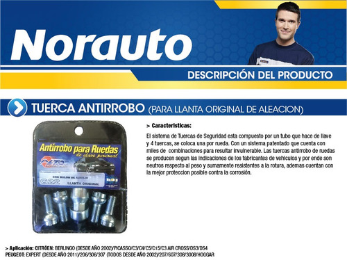 Tuerca Antirrobo C3/4/5-ds-206/7-306/7-3008 (d18)
