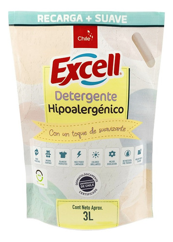 Detergente Para Ropa Hipoalergénico 3 L Excell