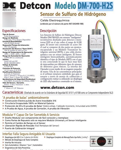 Detector De H2s Fijo A Prueba De Explosión Marca Detcon