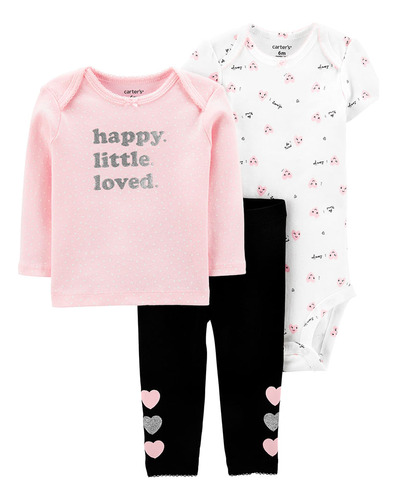 Carters Set 3 Piezas Body Remera Pantalon Corazones