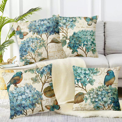 Fundas Cojines Almohada Decorativos Lino Algodón 4pcs 45cm Arboles