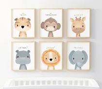 Comprar Set X6 Cuadros Completos 33x43 Cm. Infantiles Animales Selva