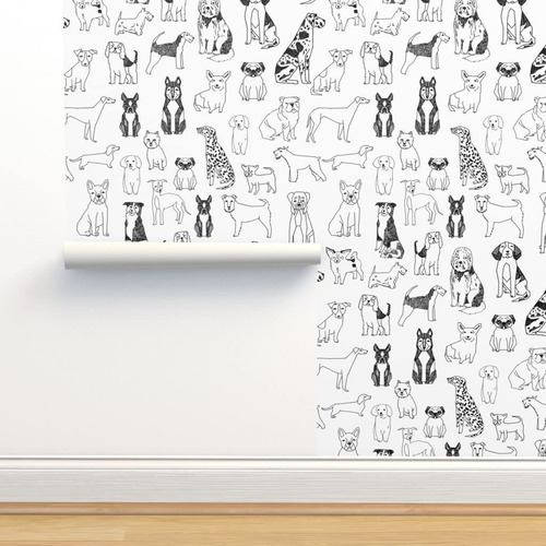 Papel Tapiz Extraible Para Perro Arte Linea Pug Terrier