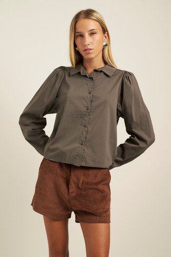 Camisa Mangas Largas Pomplin Para Mujer