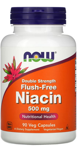 Niacina, 500 mg, Double Strength Now Foods, 90 cápsulas vegetarianas, sabor sin sabor