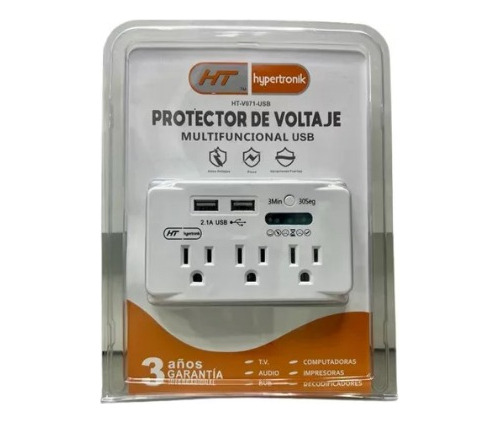 Protector De Voltaje Multifuncional Hypertronik Con Usb2.1 A