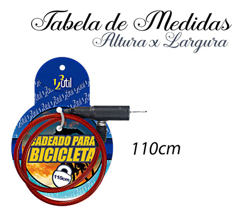Cadeado Para Bicicleta Com Chave 110cm*08mm Cor:vermelho