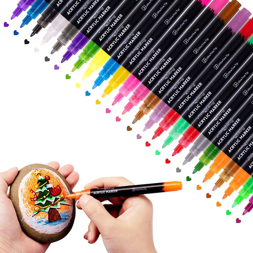 Bolígrafos De Pinta Acrílica De 24 Colores Para Pinintura De