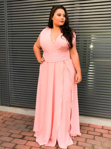 vestido de madrinha rosa plus size