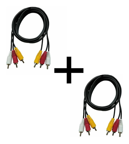 Imagen 1 de 3 de Cable Rca A Rca 1.80 Metros Audio Y Video Tv Dvd