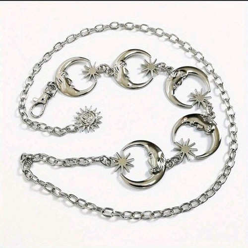 Cinturon Cadena Accesorios Importado Cadera/cintura Sol Luna Plateado Cadena Único