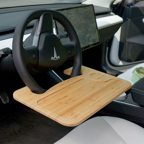 Heytrip Bandeja Bambu Para Volante Doble Cara Bolsa iPad