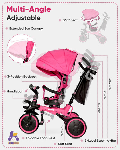 Triciclo Kriddo Para Niños Pequeños 8 En 1 18 M-5 Años