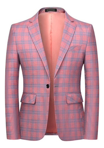 Blazer Casual A Cuadros Para Hombre, Traje Ajustado De Ingla