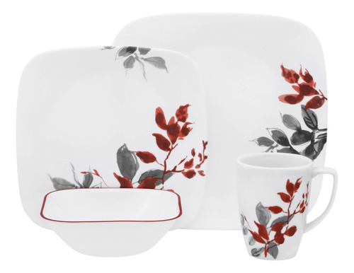 Corelle Juego De Hojas Cuadradas De Kioto De 16 Piezas