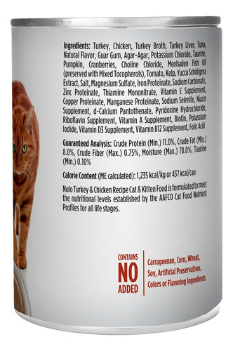 Alimento Húmedo Para Gato Nulo Pate S/pavo Y Pollo 12.05oz