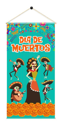 Decoraciones Para Dia De Muertos  Oferta 3 Banners 60x30cm