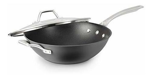 Wok Bottom Calphalon Plana Con Tapa, De 12 Pulgadas, Antiadh