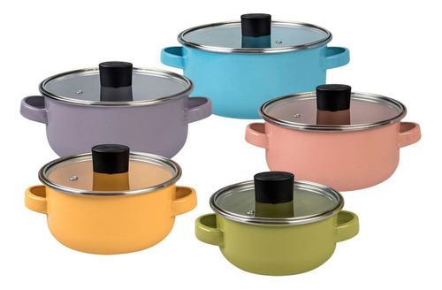 Juego De 5 Ollas Budineras Altas Cinsa Multicolor Con