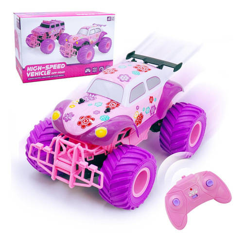 Coches Control Remoto Rosa Monster Truck Todo Terreno Niños