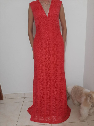 Vestido Elegante Rojo Encaje Fiesta Grados Matrimonio