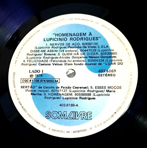 Lp Vinil Homenagem À Lupicinio Rodrigues 1978 (Usado)